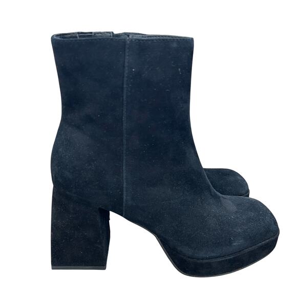 Dolce Vita Black Suede Platform Chunky Heel Ankle Boot Womens Size 8 - Picture 1 of 9